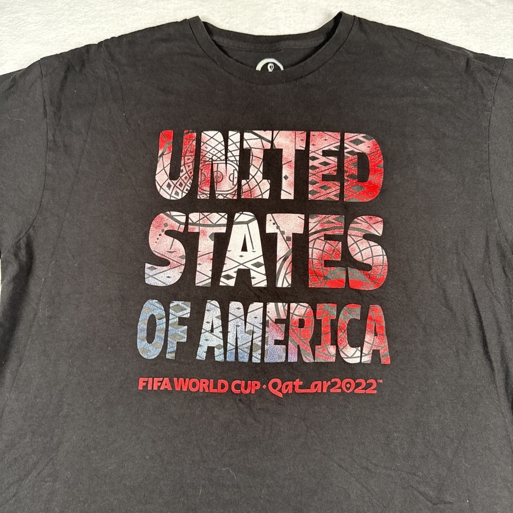 Authentic FIFA World Cup Qatar 2022 USA Activewear T-shirt‎ Men's XL Black/ Red